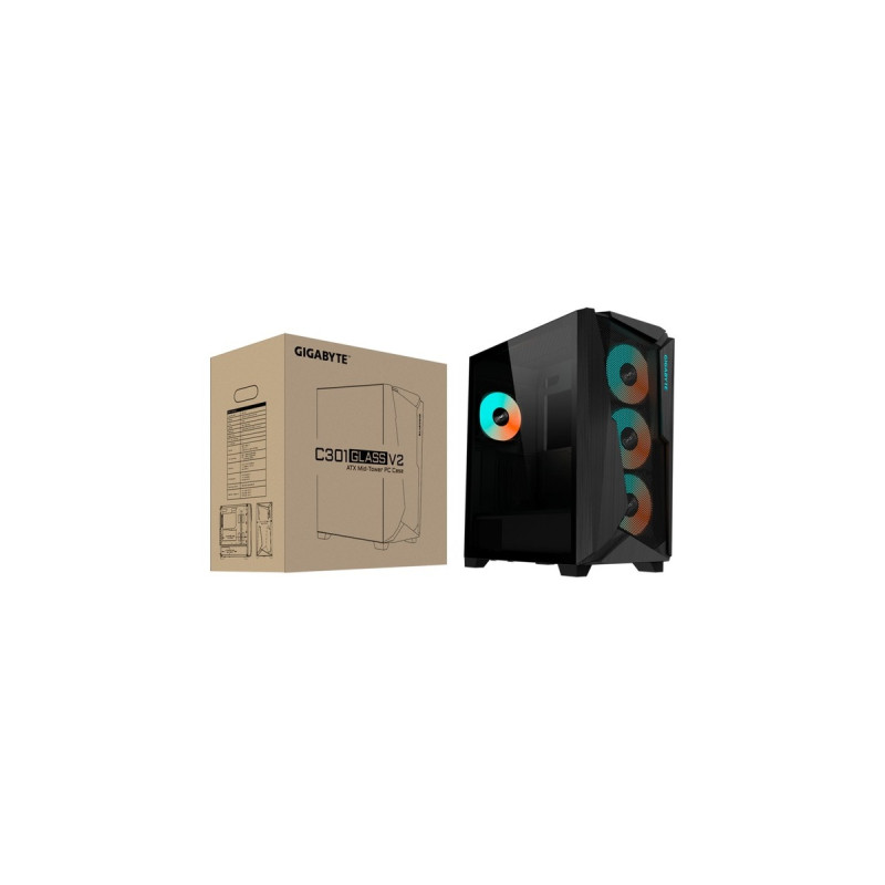 GIGABYTE C301 G V2, Tower-Gehäuse(schwarz, Tempered Glass)