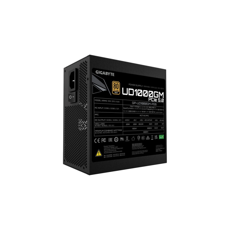 GIGABYTE GP-UD1000GM PG5 1000W rev.2.0, PC-Netzteil(schwarz, 5x PCIe, Kabel-Management, 1000 Watt, Outlet)