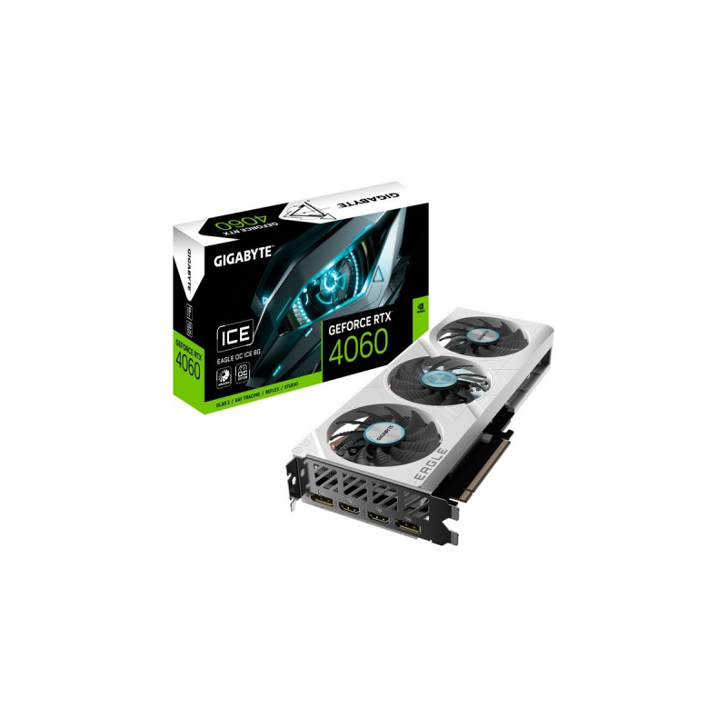 GIGABYTE GeForce RTX 4060 EAGLE ICE, Grafikkarte(DLSS 3, 2x DisplayPort, 2x HDMI 2.1)