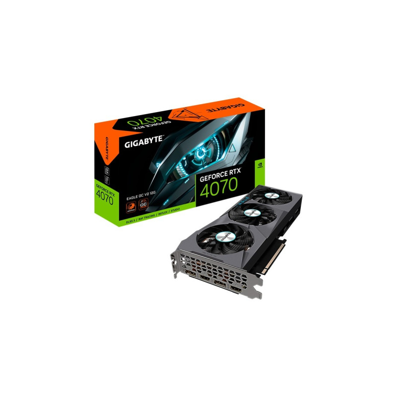 GIGABYTE GeForce RTX 4070 EAGLE OC V2 12G, Grafikkarte(schwarz, DLSS 3, 3x DisplayPort, 1x HDMI 2.1)
