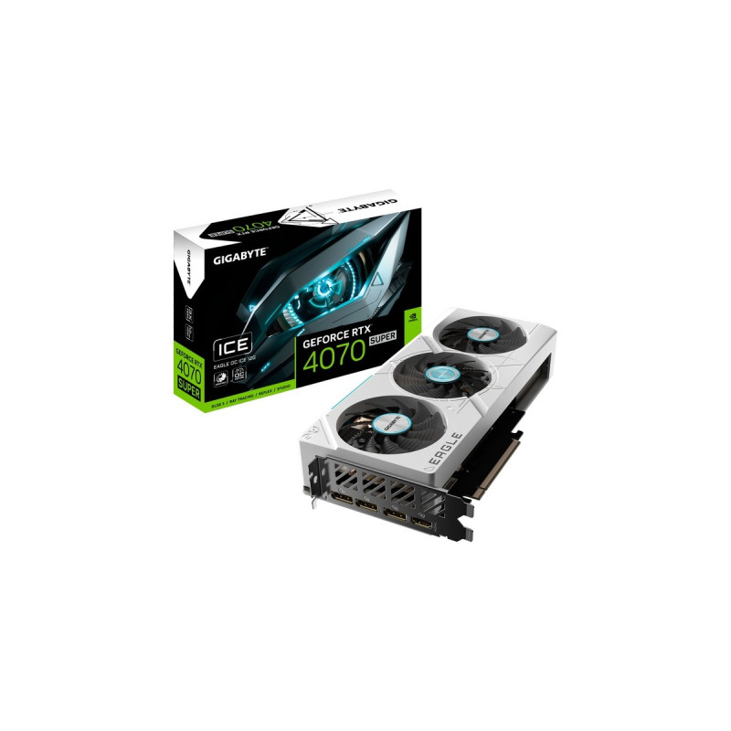 GIGABYTE GeForce RTX 4070 SUPER EAGLE OC ICE 12G, Grafikkarte(weiß, DLSS 3, 3x DisplayPort, 1x HDMI 2.1)