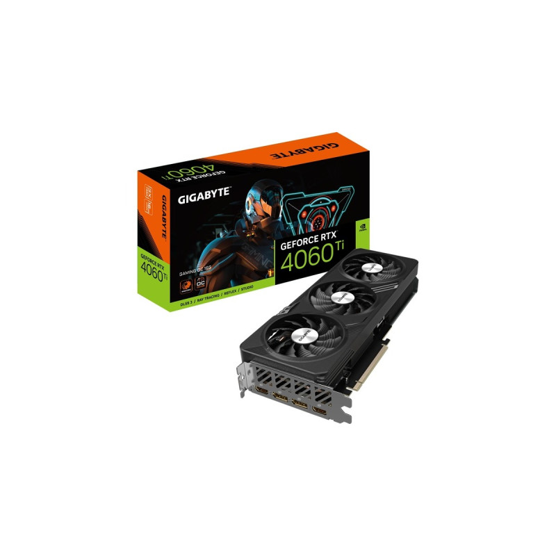 GIGABYTE GeForce RTX­ 4060 Ti GAMING OC 16G, Grafikkarte(schwarz, DLSS 3, 2x DisplayPort, 2x HDMI)