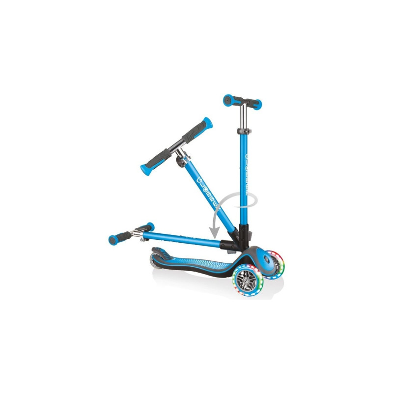 GLOBBER Elite Deluxe mit Leuchtrollen, Scooter(hellblau)