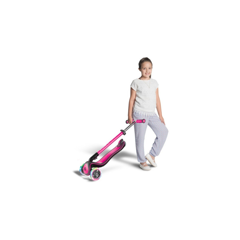 GLOBBER Elite Deluxe mit Leuchtrollen, Scooter(pink/schwarz)