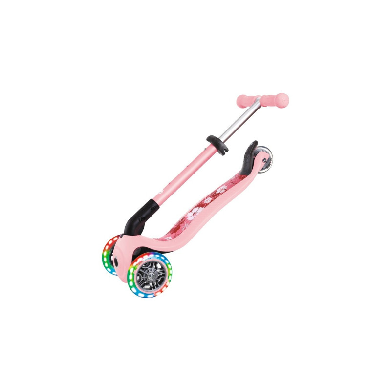 GLOBBER Junior Foldable Fantasy Lights, Scooter(rosa, pastellrosa-Flowers)