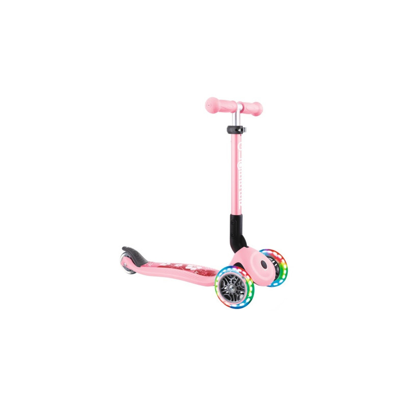 GLOBBER Junior Foldable Fantasy Lights, Scooter(rosa, pastellrosa-Flowers)