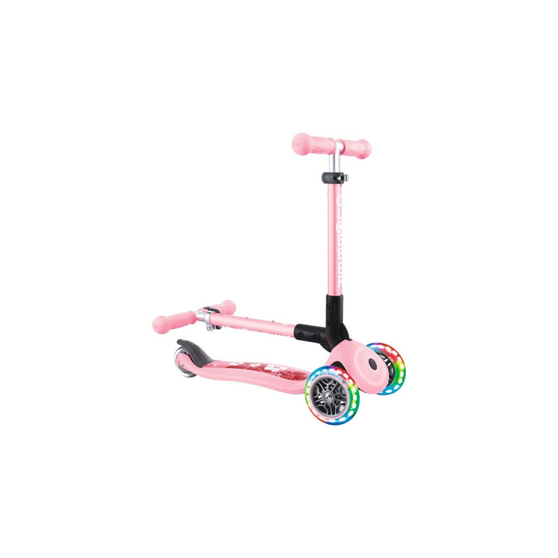GLOBBER Junior Foldable Fantasy Lights, Scooter(rosa, pastellrosa-Flowers)