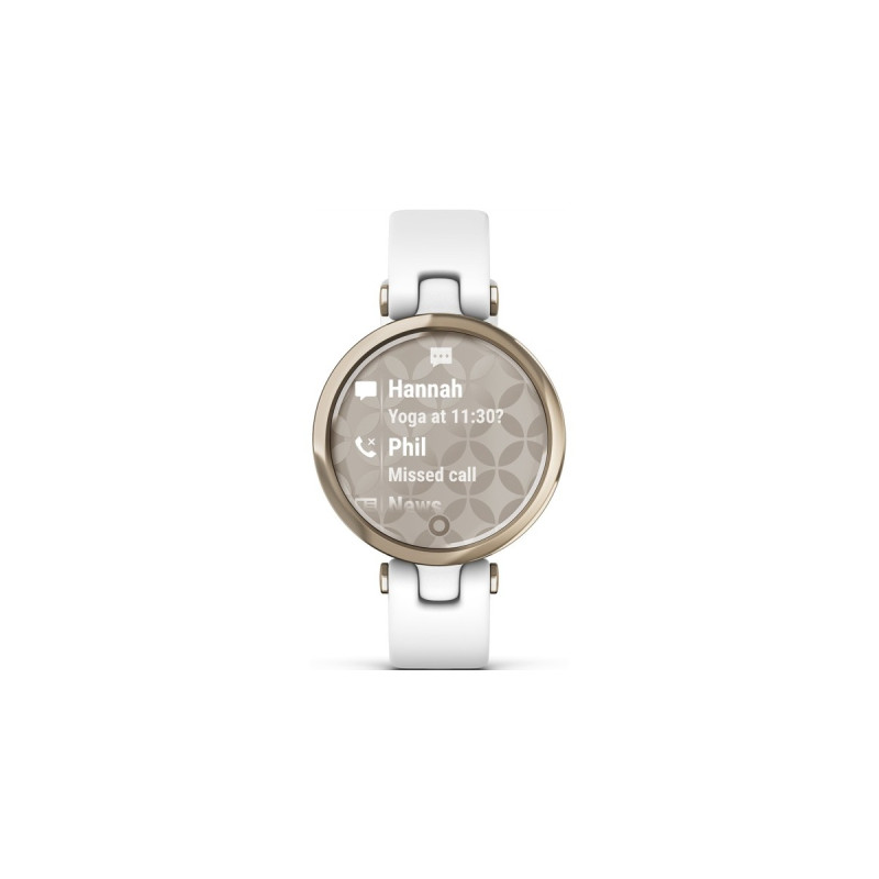 Garmin Lily Sport, Fitnesstracker(gold, Weißes Silikonarmband)
