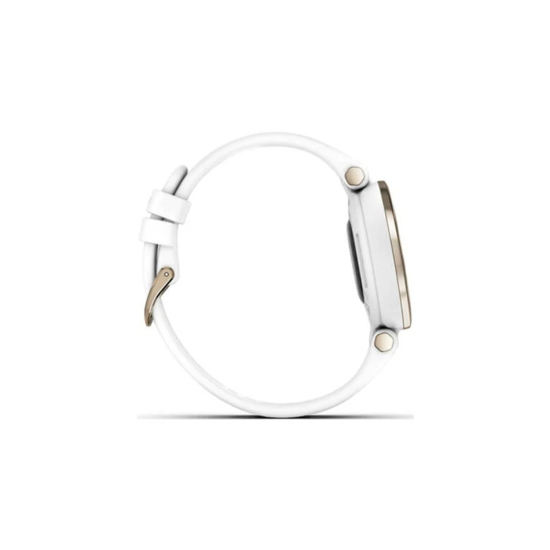 Garmin Lily Sport, Fitnesstracker(gold, Weißes Silikonarmband)
