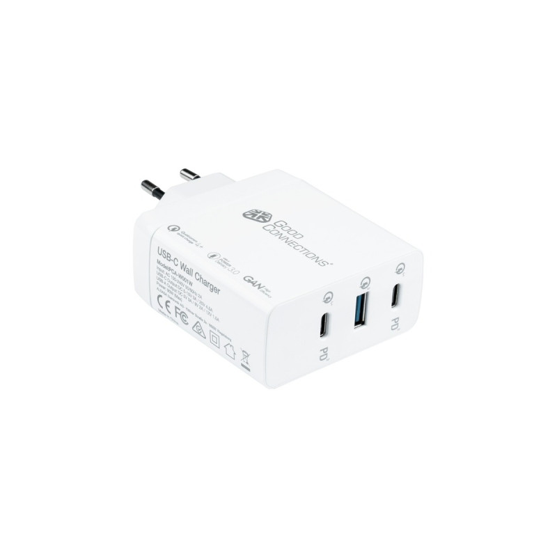 Good Connections USB-Schnellladegerät 100 Watt, 3-Port(weiß, GaN-Technologie, PD 3.0, QC 4+)