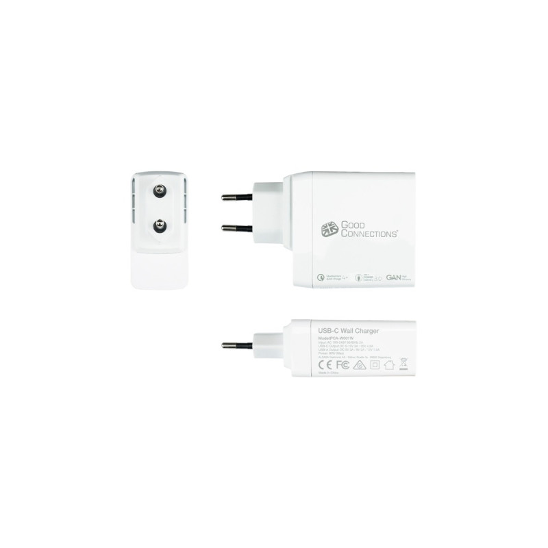 Good Connections USB-Schnellladegerät 100 Watt, 3-Port(weiß, GaN-Technologie, PD 3.0, QC 4+)