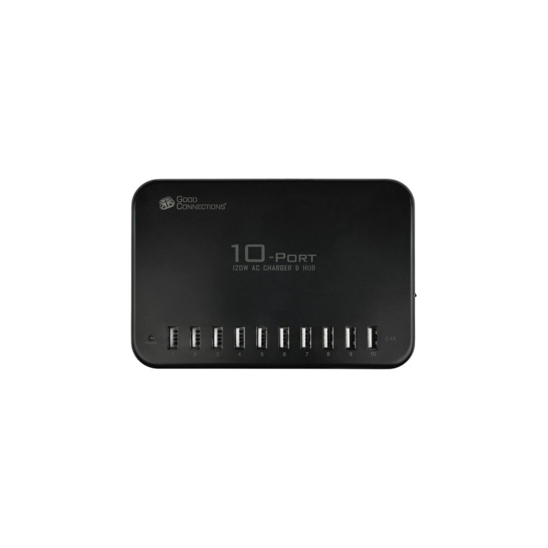 Good Connections USB-Schnellladestation 120 Watt, 10 Port(schwarz, 10x USB-A)