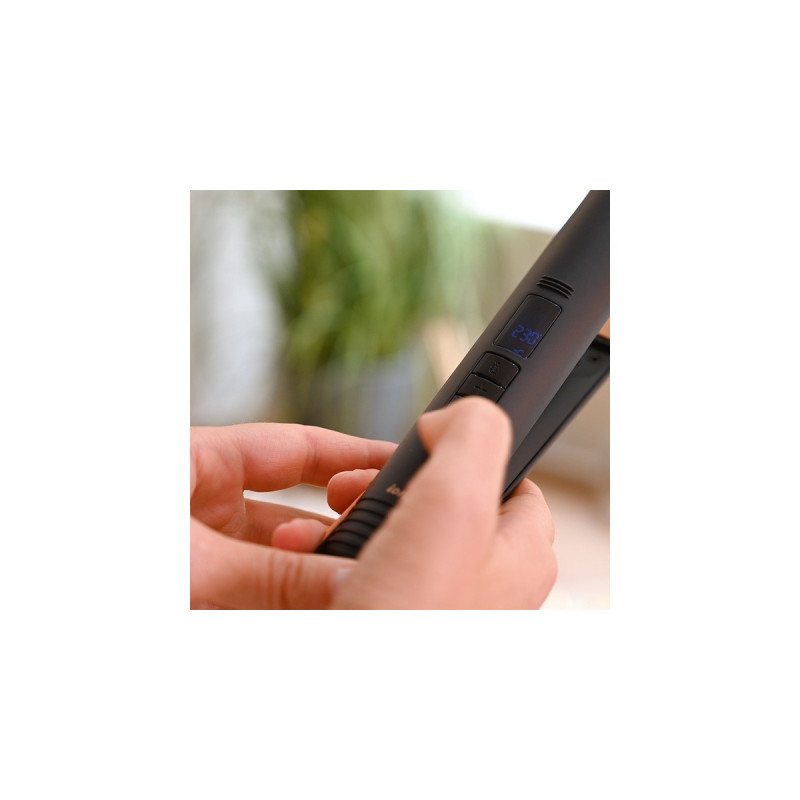 Grundig HS 7030 NaturaShine Straight & Curls, Haarglätter(schwarz/roségold)