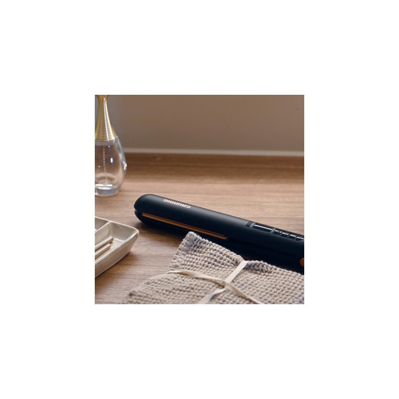 Grundig HS 7030 NaturaShine Straight & Curls, Haarglätter(schwarz/roségold)
