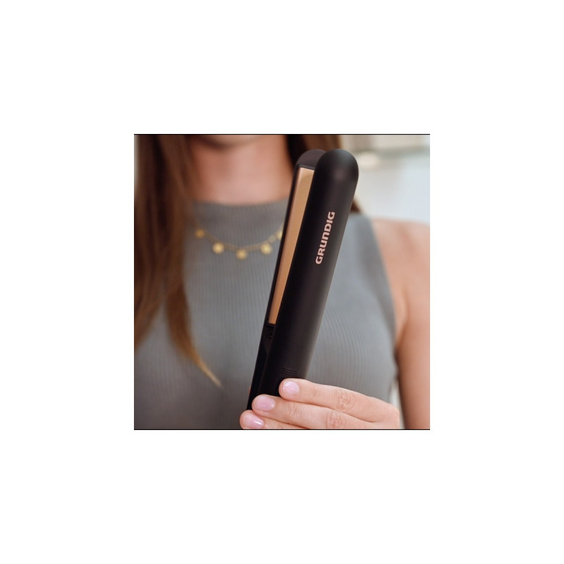 Grundig HS 7030 NaturaShine Straight & Curls, Haarglätter(schwarz/roségold)