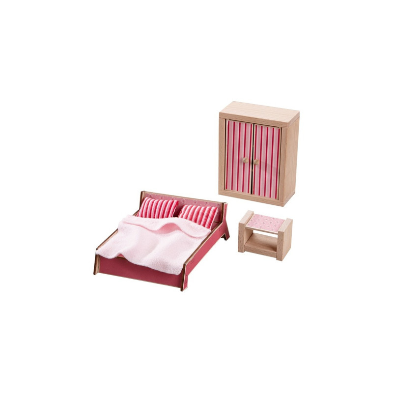 HABA Little Friends - Puppenhaus-Möbel Schlafzimmer für Erwachsene, Puppenmöbel