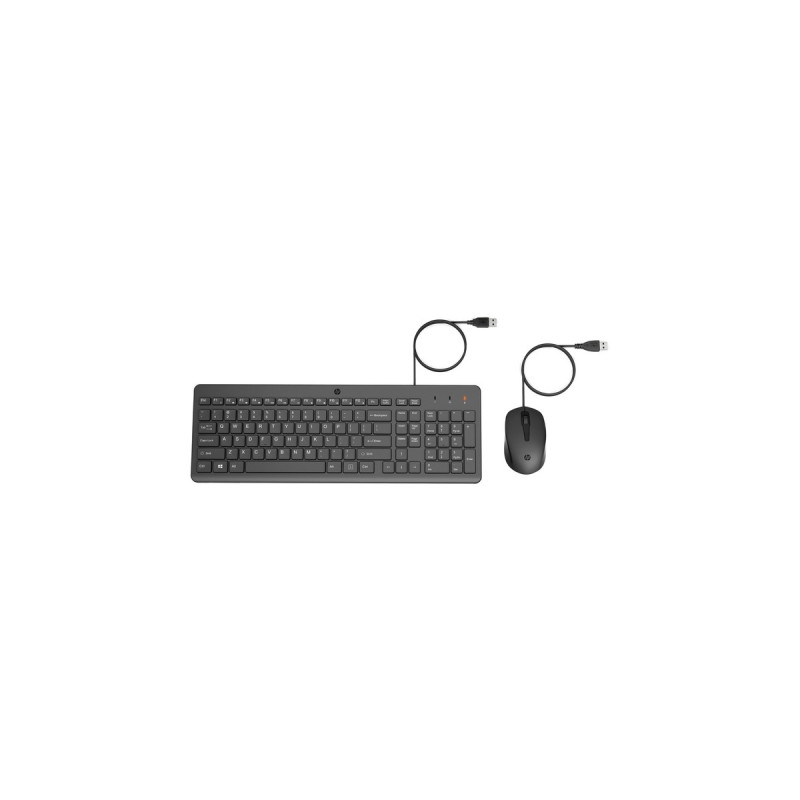HP 150 Maus und Tastatur (kabelgebunden), Desktop-Set(schwarz, DE-Layout)