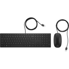 HP Pavillon kabelgebundene Tastatur und Maus 400, Desktop-Set(schwarz, DE-Layout)