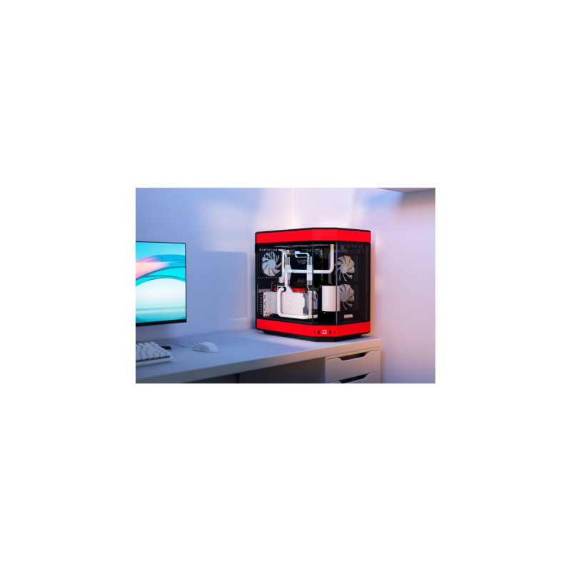 HYTE Y60, Tower-Gehäuse(rot/schwarz, Tempered Glass)