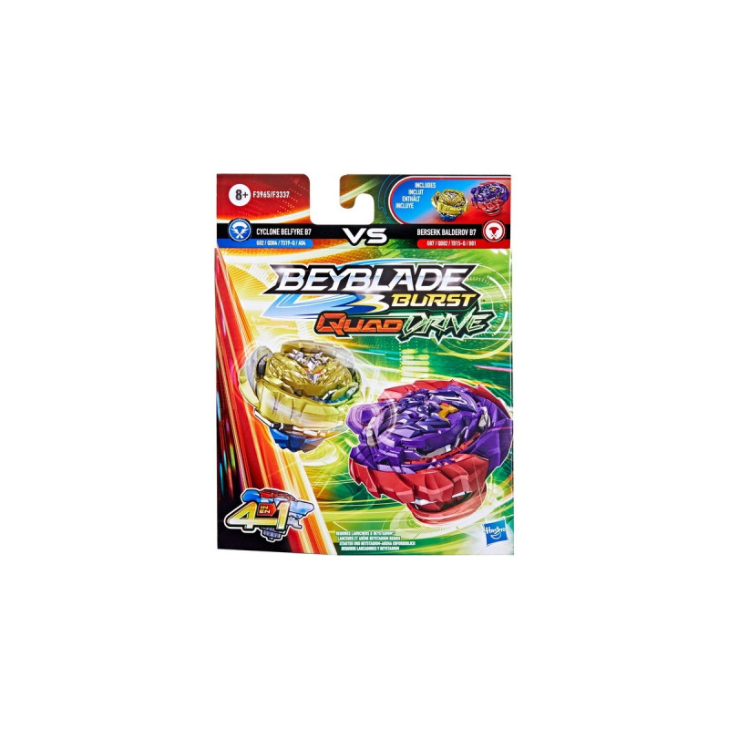Hasbro Beyblade Burst QuadDrive Cyclone Belfyre F7 und Berserk Balderov B7, Geschicklichkeitsspiel