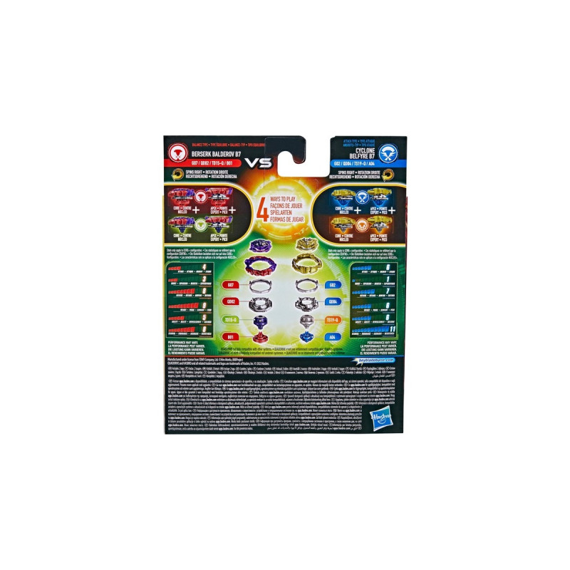 Hasbro Beyblade Burst QuadDrive Cyclone Belfyre F7 und Berserk Balderov B7, Geschicklichkeitsspiel