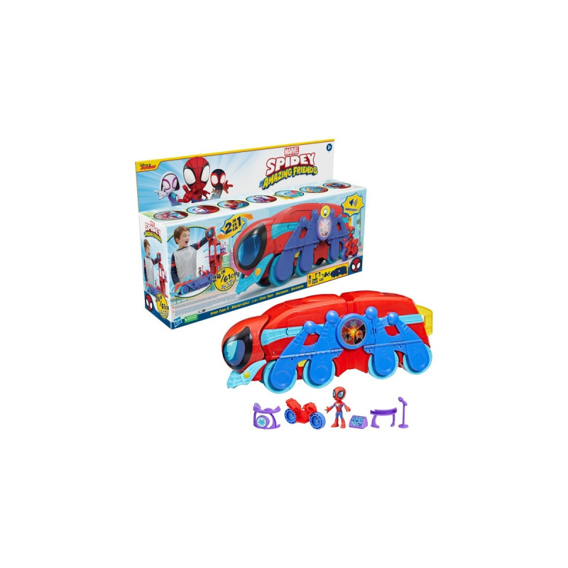 Hasbro Marvel Spidey and His Amazing Friends 2-in-1 Spider Raupe, Spielfahrzeug