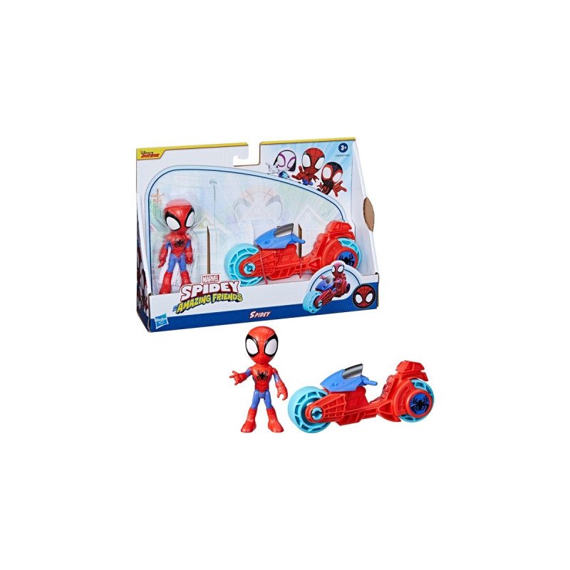 Hasbro Marvel Spidey and His Amazing Friends - Spidey mit Motorrad, Spielfigur