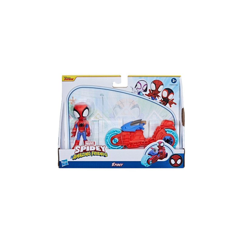 Hasbro Marvel Spidey and His Amazing Friends - Spidey mit Motorrad, Spielfigur