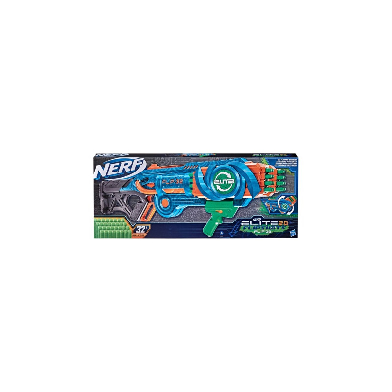 Hasbro Nerf Elite 2.0 Flipshots Flip-32, Nerf Gun(blaugrau/orange, Outlet)