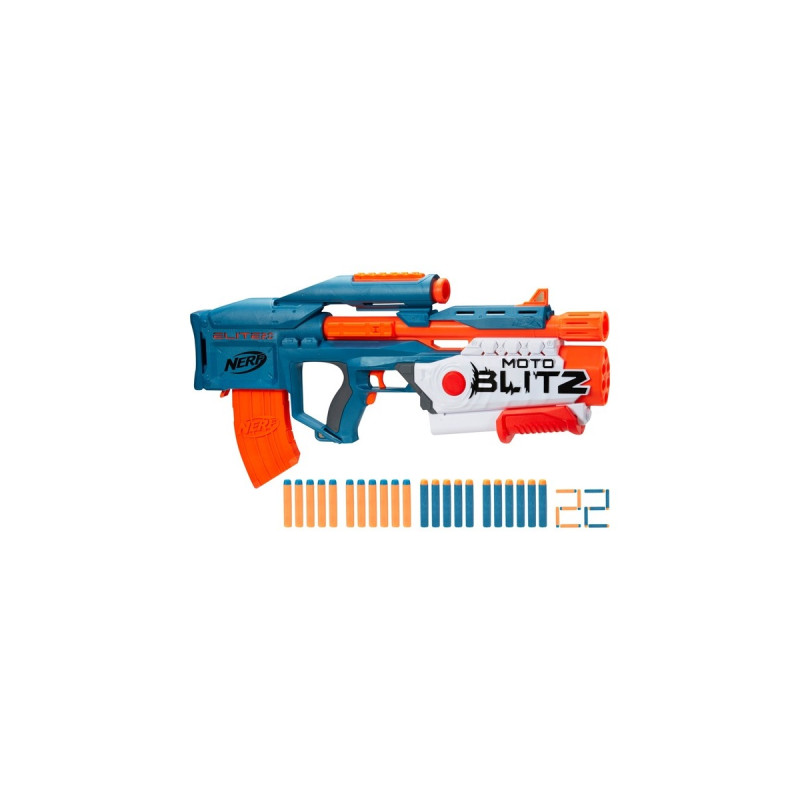 Hasbro Nerf Elite 2.0 Motoblitz CS-10, Nerf Gun(blaugrau/orange)