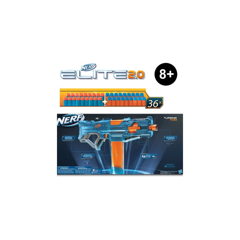 Hasbro Nerf Elite 2.0 Turbine CS-18, Nerf Gun(blaugrau/orange)