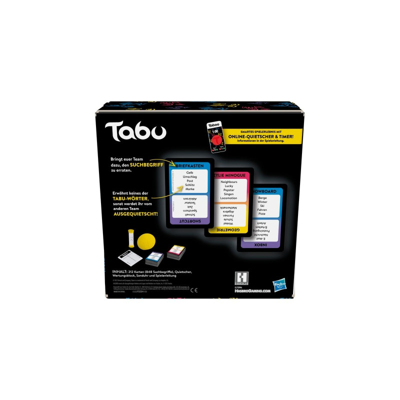 Hasbro Tabu, Partyspiel(neue Karten 2023)