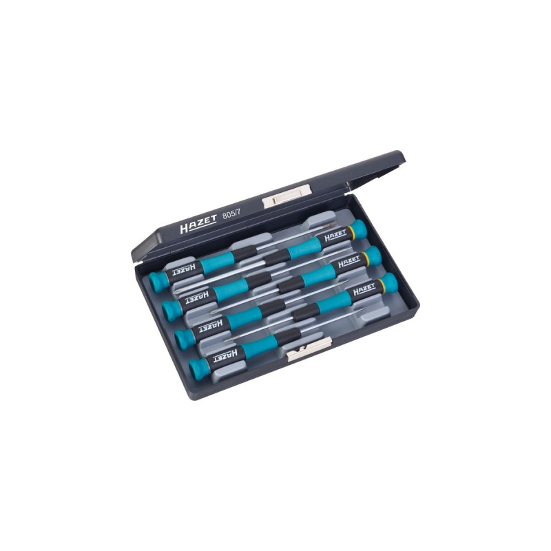Hazet Elektronik-Schraubendreher-Satz 805/7, 7-teilig(schwarz/blau, Schlitz- und Kreuzschlitz)