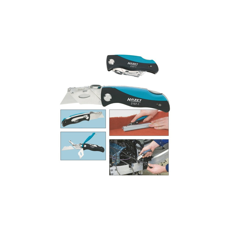 Hazet Klappmesser 2157-1(schwarz/blau, Komfortgriff aus schlagfestem ABS)