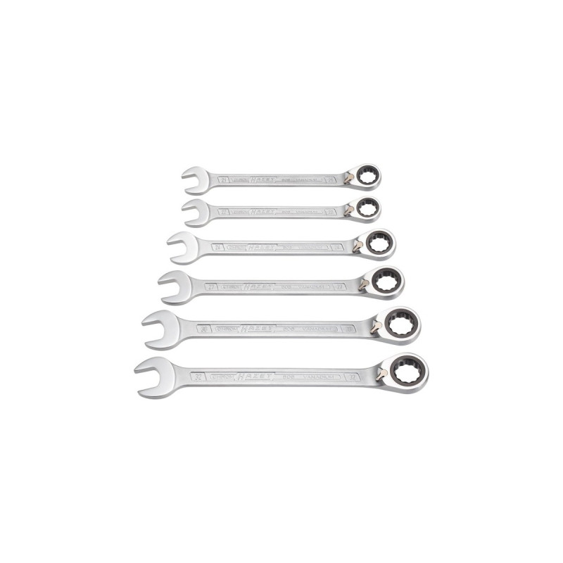 Hazet Knarren-Ring-Maulschlüssel-Satz 606/6-1, 6-teilig, Schraubenschlüssel(mit umschaltbarer Knarrenfunktion)