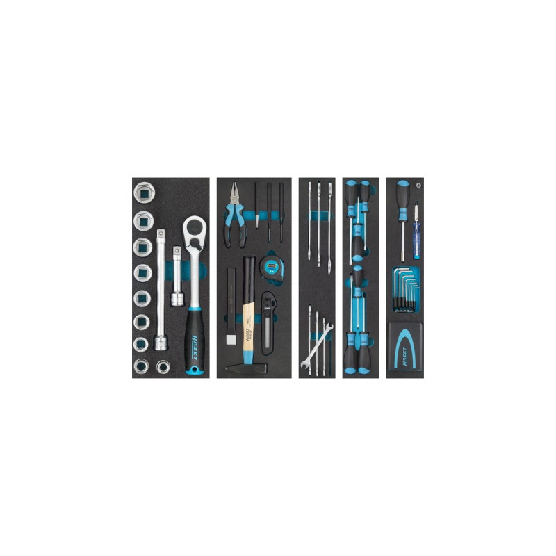 Hazet Metall-Werkzeugkasten 190/79, mit Inlays, Werkzeug-Set(blau/schwarz, mit Vorhängeschloss, 79-teilig)