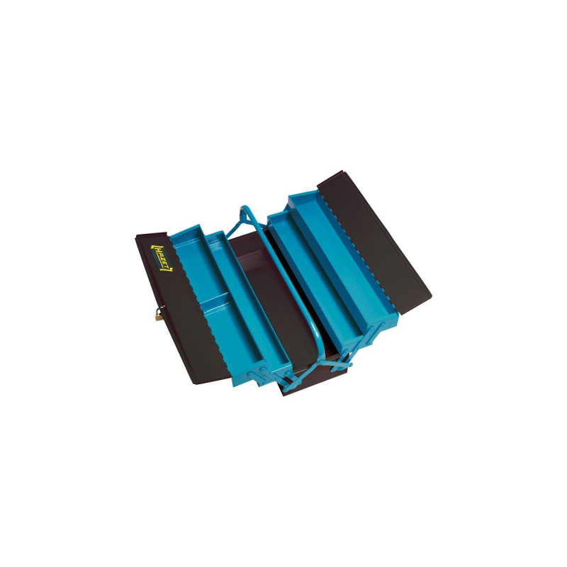 Hazet Metall-Werkzeugkasten leer 190L, Werkzeugkiste(blau/schwarz, 5 Fächer, mit Vorhängeschloss)