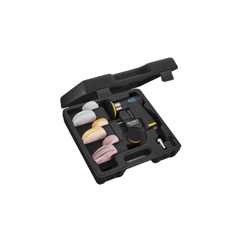 Hazet Mini Exzenter-Schleifer Satz 9033N-5, 36-teilig, Exzenterschleifer(blau/schwarz, mit 2 Schleiftellern 50mm / 76,2mm)
