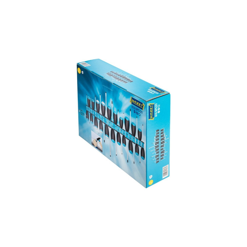 Hazet Schraubendreher Satz 810SPC/21, 21-teilig(schwarz/blau, Rutschfester HAZET-3-Komponenten-Griff)