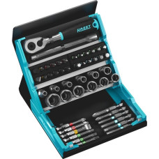 Hazet SmartCase Bit-Satz 2200SC-2, 50-teilig(schwarz/blau, 1/4", mit Umschaltknarre)