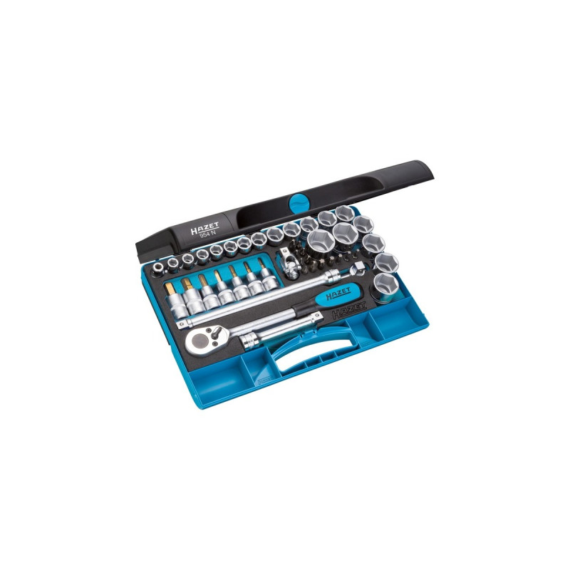 Hazet Steckschlüssel-Satz 954N, 44-teilig, Werkzeug-Set(im Kunststoff-Kasten, mit PUR-Einlage)