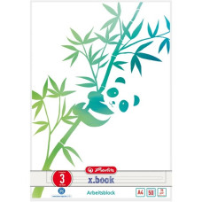 Herlitz Arbeitsblock A4 GREENline 50 Blatt Lineatur 03 Motiv Panda, College Block(liniert, A4)