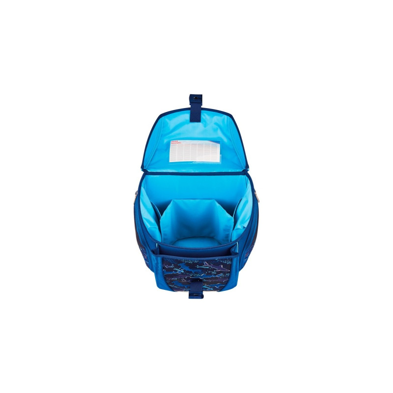 Herlitz FiloLight Plus Deep Sea, Schulranzen(dunkelblau/neon-blau, inkl. befülltem 16 tlg. Schüleretui, Faulenzer-Mäppchen, Sportbeutel)