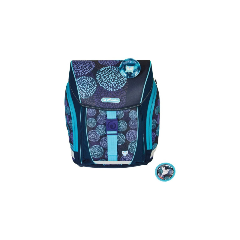 Herlitz FiloLight Plus Flower Owl, Schulranzen(dunkelblau/hellblau, inkl. befülltem 16 tlg. Schüleretui, Faulenzer Mäppchen, Sportbeutel)