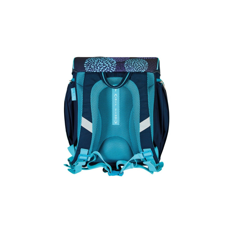 Herlitz FiloLight Plus Flower Owl, Schulranzen(dunkelblau/hellblau, inkl. befülltem 16 tlg. Schüleretui, Faulenzer Mäppchen, Sportbeutel)