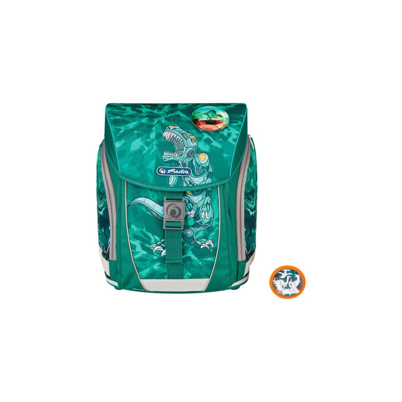 Herlitz FiloLight Plus Heavy Metal, Schulranzen(grün/grau, inkl. befülltem 16 tlg. Schüleretui, Faulenzer-Mäppchen, Sportbeutel)