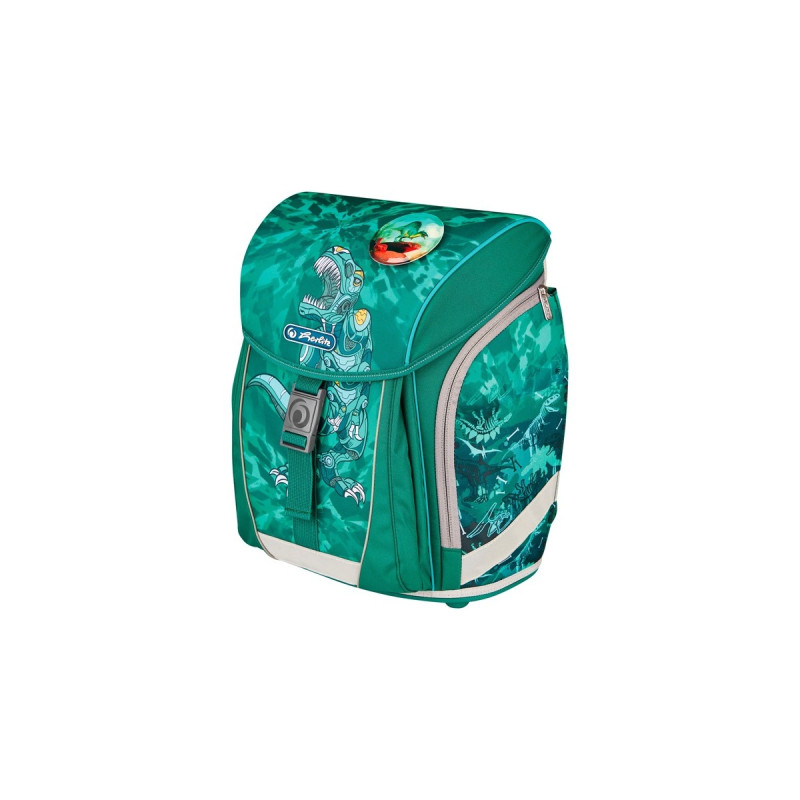 Herlitz FiloLight Plus Heavy Metal, Schulranzen(grün/grau, inkl. befülltem 16 tlg. Schüleretui, Faulenzer-Mäppchen, Sportbeutel)