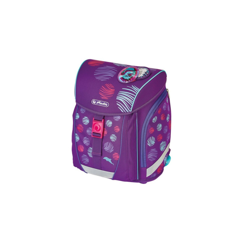 Herlitz FiloLight Plus Sea Bubbles, Schulranzen(dunkelblau/violett, inkl. befülltem 16 tlg. Schüleretui, Faulenzer Mäppchen, Sportbeutel)