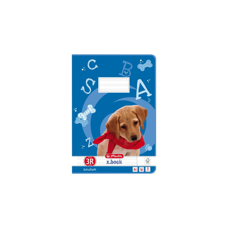 Herlitz Heft liniert 16 Blatt DIN A4, Lineatur 03(blau, Deckblattmotiv Hund)