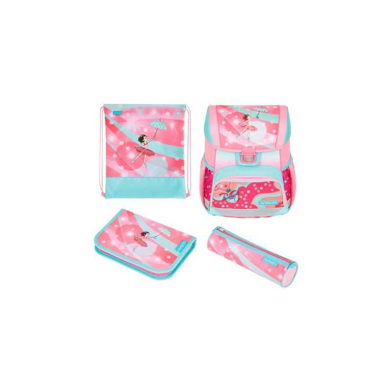 Herlitz Loop Plus Ballet Love, Schulranzen(pink/rosa, inkl. 16 tlg. Schüleretui, Faulenzer-Mäppchen, Sportbeutel)